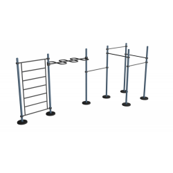 Рукоход-змейка, шведская стенка, четырехсторонний турник / Combined Horizontal Ladder, Wall and Uneven Pull Up BarsМВ